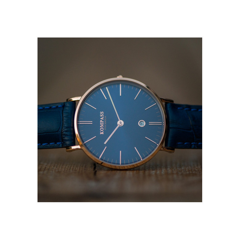 Kompass Nautilus Rose Gold Blue Dial Blue Strap