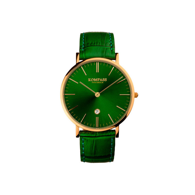 Kompass Nautilus Rose Gold Green Dial Green Strap