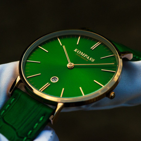 Kompass Nautilus Rose Gold Green Dial Green Strap