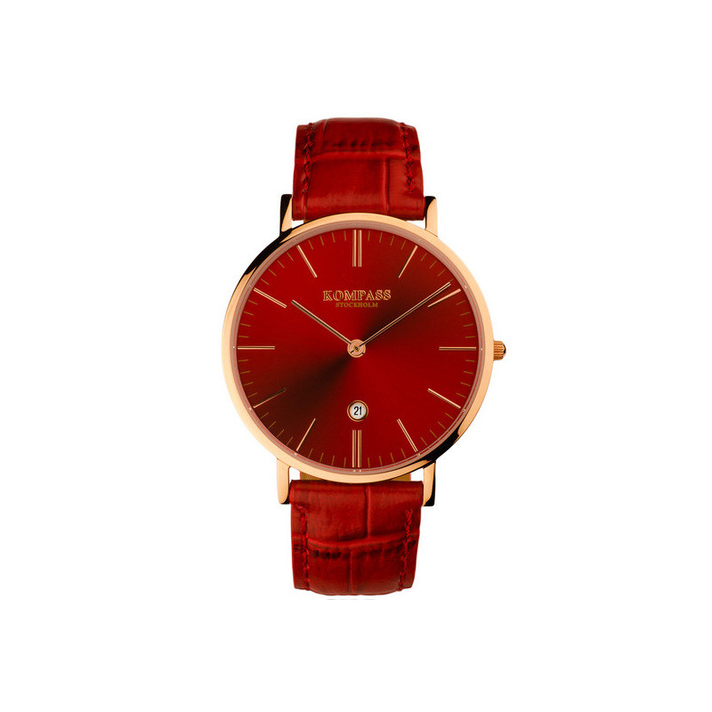 Kompass Nautilus Rose Gold Red Dial Red Strap