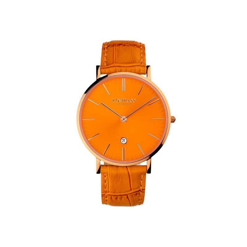 Kompass Nautilus Rose Gold Orange Dial Orange Strap