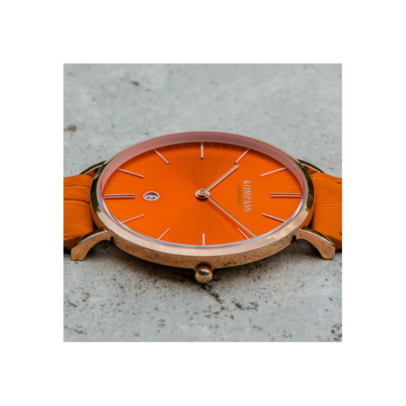 Kompass Nautilus Rose Gold Orange Dial Orange Strap
