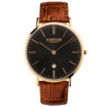 Kompass Nautilus Rose Gold Black Dial Brown Strap