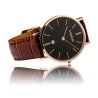Kompass Nautilus Rose Gold Black Dial Brown Strap