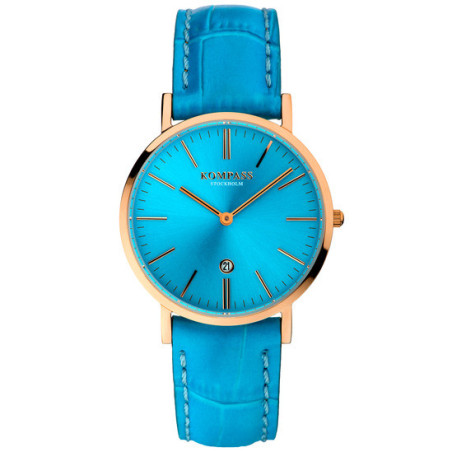 Kompass Nautilus Ladies Rose Gold Light Blue Dial Light Blue Strap