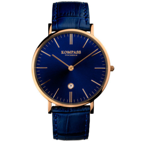Kompass Nautilus Rose Gold Blue Dial Blue Strap